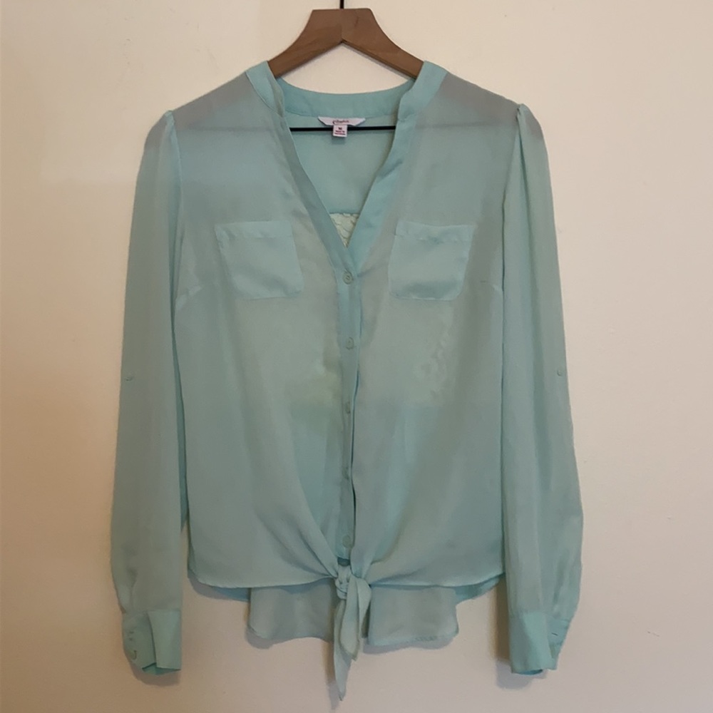 🔥SALE Button Down with Lace-like Detail